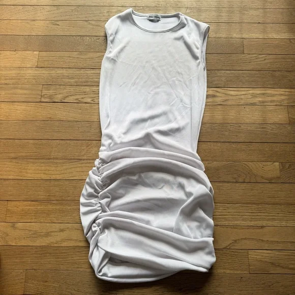 Public desire White ruched midi dress with a flattering fit swim cover up - Picture 1 of 1